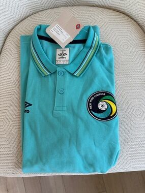 New York Cosmos Teal Soccer Polo Shirt new with tags